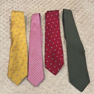 Elegant Men's J Crew Tie Set - Yellow, Pink, Red, Green
